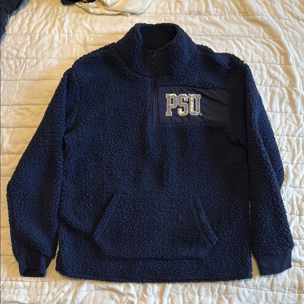 PSU Navy Blue Sherpa Pullover PINK Victoria Secret